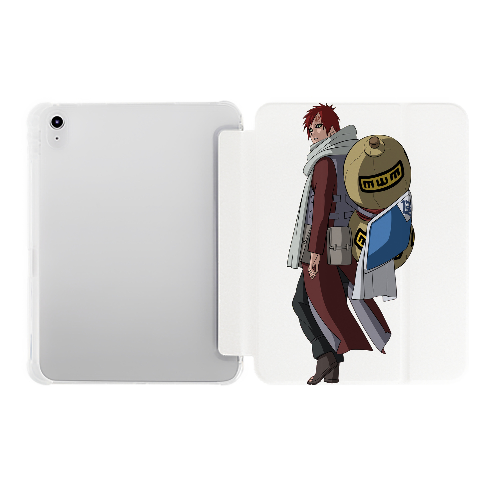 （画像用） NARUTO -ナルト- ガアラ Gaara IPad ケース ペン収納付き 三つ折りスタンド PUレザー×シリコン 対応機種9.5/10.5/10.9インチ